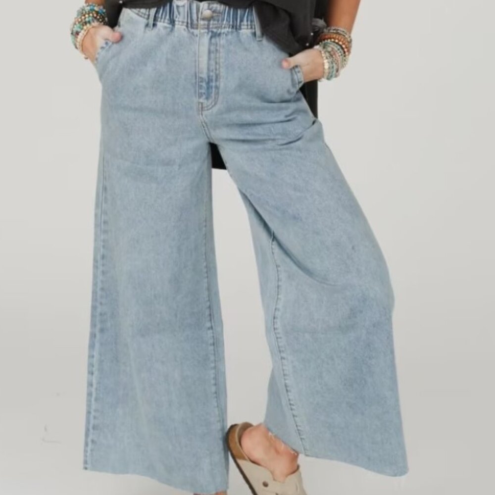 NWT Three Bird Nest Wide Leg Jeans Washed Denim XL BoHo